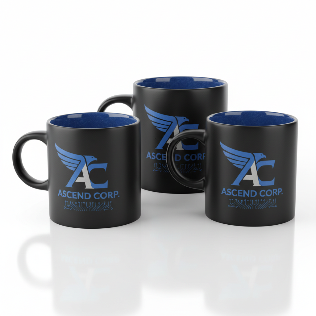 Branded corporate mugs with custom logos